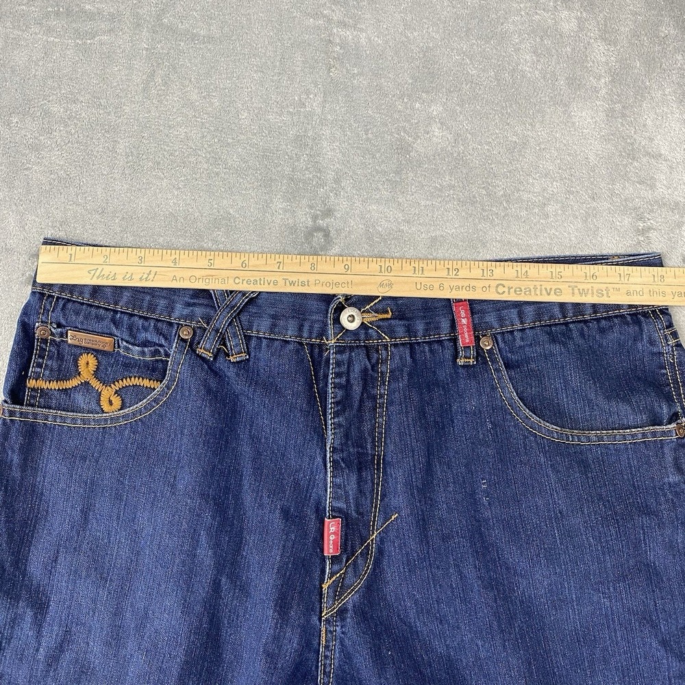 Vtg Lifted Research Group Jeans Mens 36x30.5 Blue Wolf Embroidered Y2K Baggy LRG - Picture 16 of 16